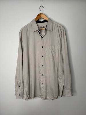 Tasso Elba Men s Long-Sleeve Button Down Shirt - Light Taupe Pinstripe XL