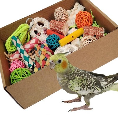 bird toys，Colorful Parrot Foraging and Tearing Toy Box - Suitable colorful 