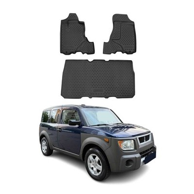 For Honda Element 03-11 OMAC 3489444 Classic 1st & 2nd Row Black Floor Mat Set