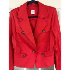 CAbi Bright Red single breasted military style Pocket Blazer Sz 8