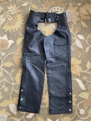 Pro Rider Black Leather Chaps Size Medium