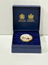 Halcyon Days Enamels Think Of Me Box Trinket, French Complete With Orig Box Vtg