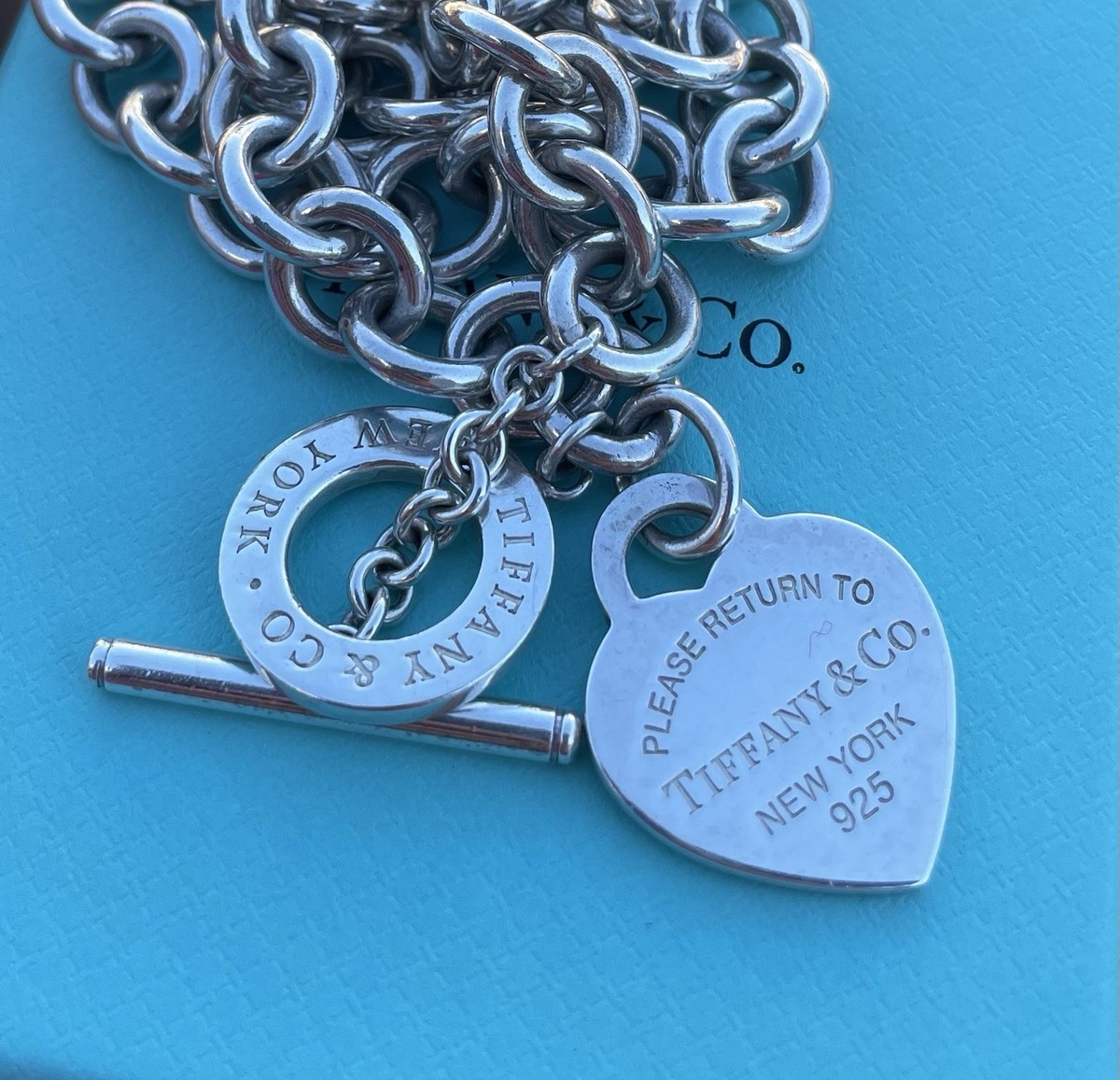 Tiffany Co Return T&co Toggle Heart Tag Heavy Chain Choker