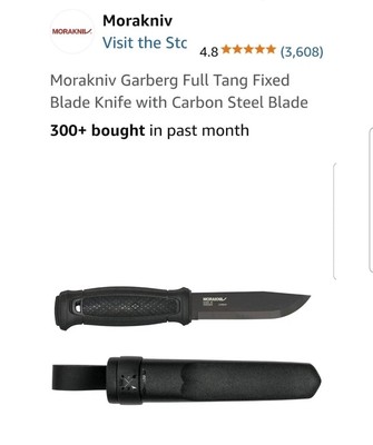 Morakniv Garberg Full Tang Stainless Steel Black Polymer Sheath