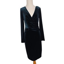 Eliza J Women Whimsigoth Body Con Green Velvet Dress Winter Holidays Ruched 6