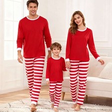 Family Matching Christmas Pyjamas Adult Kids Xmas Red Nightwear Pajamas Pjs Set