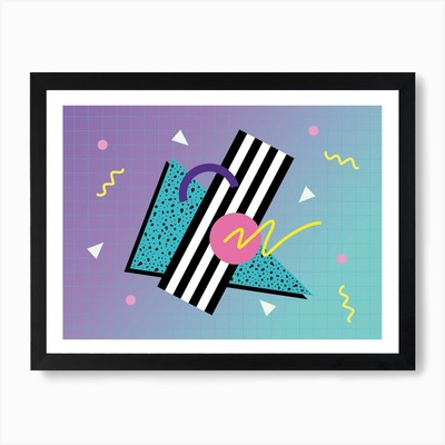 Memphis Muster 80er Retro Synthwave gerahmtes Wandbild Poster Leinwanddruck Bild