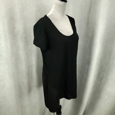 Tahari Top Womens Size Large Black Tunic Mini Micro Dress Stretch Pullover