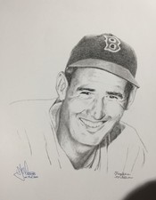 Ted Williams .406 Boston Red Sox Baseball Signed LE 1985 Stephen Jordan Print