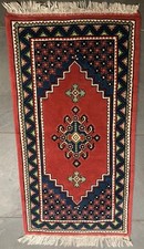 Vintage Hand-Knotted Oriental wool rug Qashqia Geometric design vibrant colours