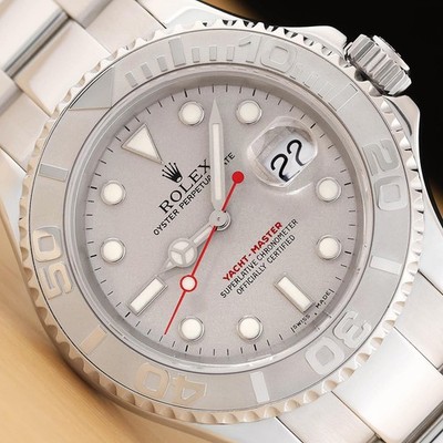 2002 ROLEX MENS YACHT-MASTER 16622 40MM GRAY STAINLESS GOLD STEEL OYSTER WATCH