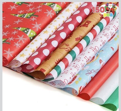Joyin 150 Sheets Christmas Tissue Paper Assorted Designs for Gift Wrapping New