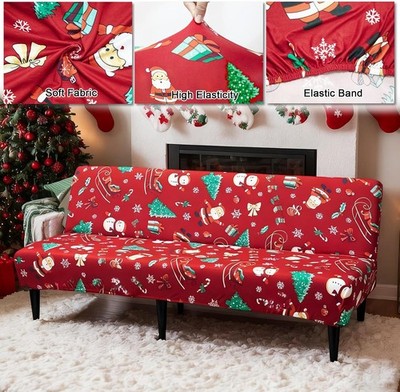 Stretch Armless Sofa Cover Futon Slipcover Elastic Folding Sofa Bed Protector