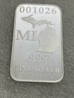 1/2 Troy Oz .999 Fine Silver Michigan State Bar- Federated Mint