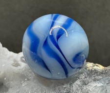 Vintage Alley Agate West Virginia Swirl Marble - Blue White - .63" Excellent