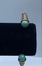 Barse Gold-Tone Blue/Green Stone Hinge Tension Bracelet 26.3g