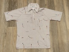 Vintage Lilly Dache Polo Shirt Mens M Disco Geometric USA 70s Collar Point