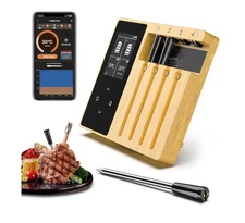 Smart Wireless Meat Thermometer - 4 Ceramics Probes,Upgraded Large Split Screen
