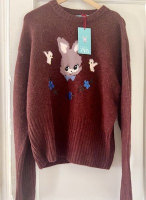 Zara Harry Lambert Intarsia Bunny Rabbit Sweater Unisex Size M