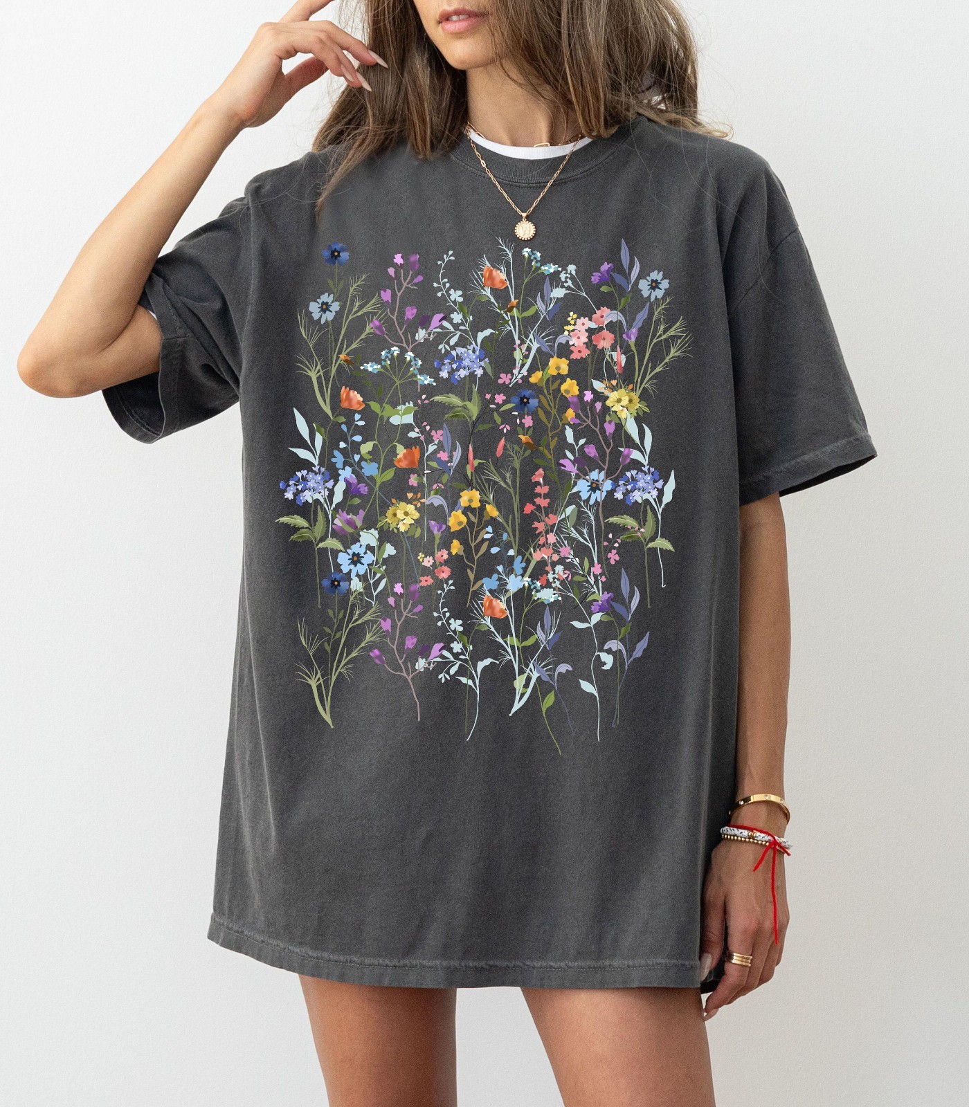 Botanical Wildflowers T-Shirt Sweatshirt, Boho Floral Cottagecore Shirt