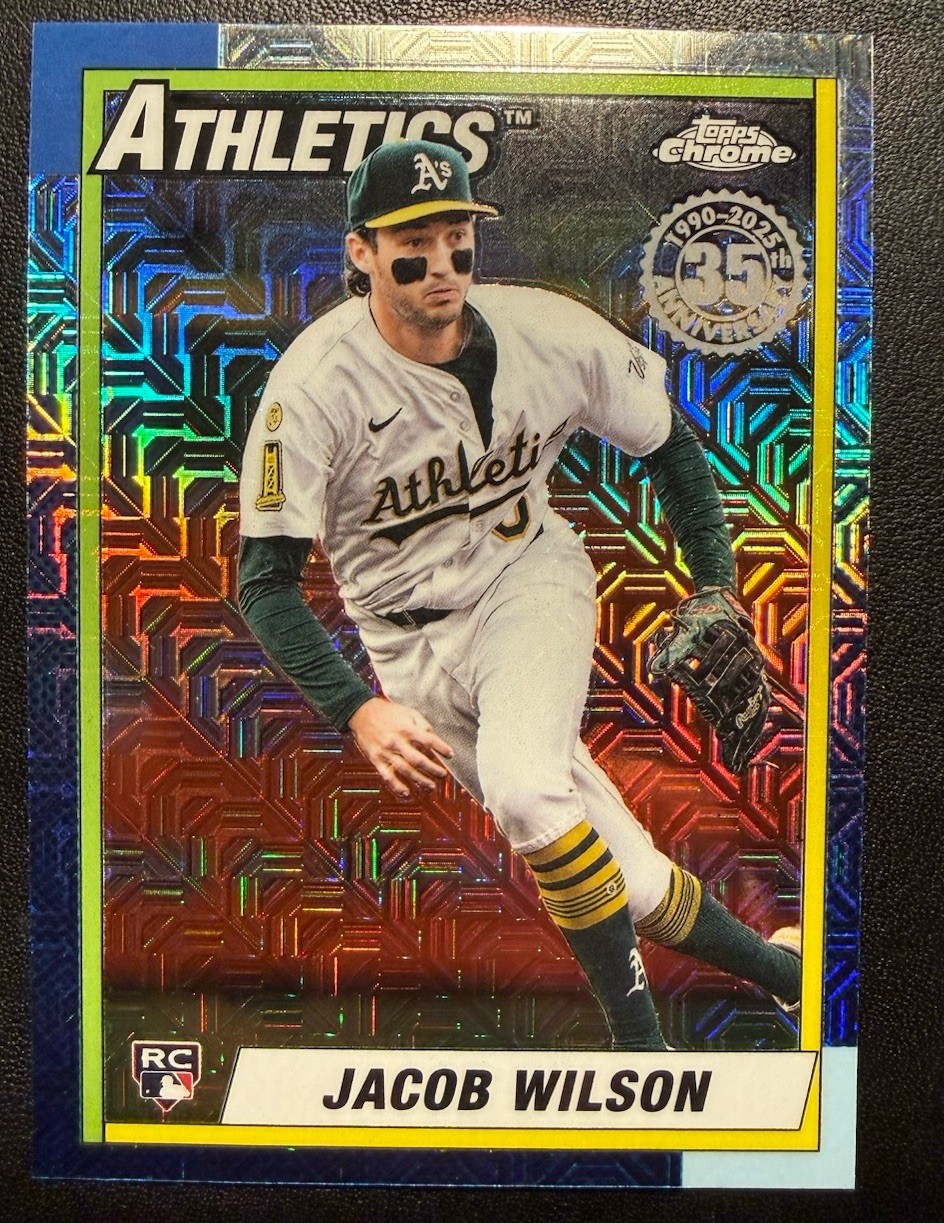 2025 Topps Update Jacob Wilson 1990 Silver Pack Chrome Mojo RC U90C-67 Athletics