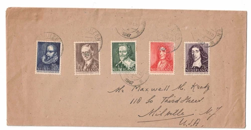 1947 Netherlands Scott B175-9 FDC to NJ
