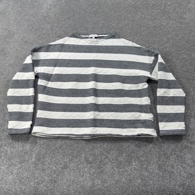 Anthropologie Eri + Ali Crop Stripe Cotton/Spandex Knit Long Sleeve L Chic Cozy