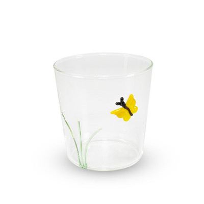 Bicchiere Vetro Con Decoro Esterno 250ml Farfalla