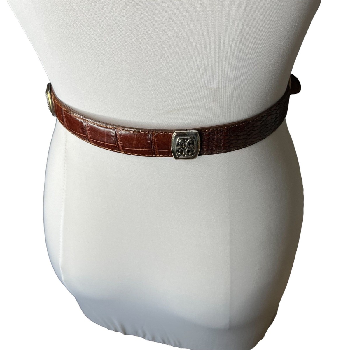 Brighton Brown Alligator Embossed Leather Belt L Brighton Brown Croc Embossed Leather Belt Silver Buckle W  main image 3
