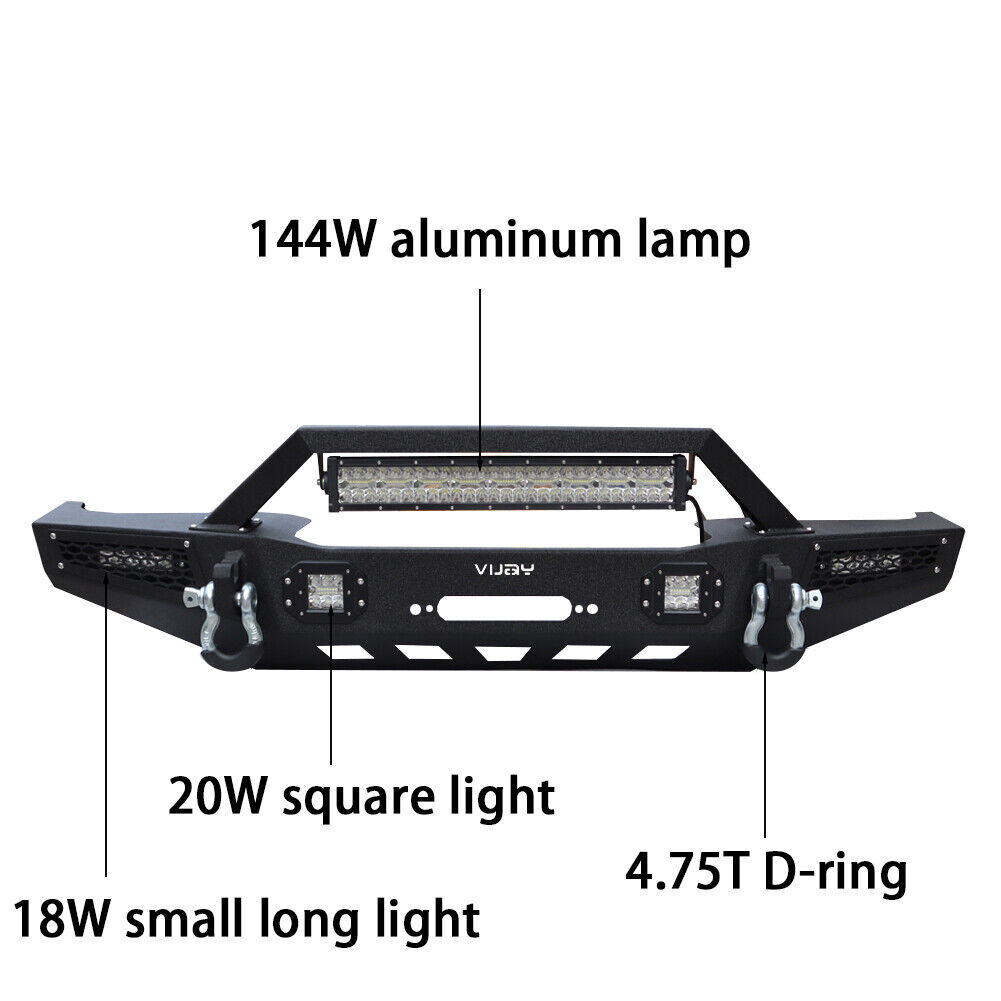 Vijay Steel Front and Rear Bumper Fits 1984-2001 Jeep Cherokee XJ