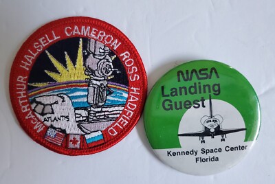 Vintage 1995 NASA Kennedy Space Center Shuttle Atlantis Patch + Launch Guest Pin