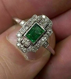 emerald art deco ring