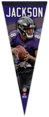 LAMAR JACKSON Baltimore Ravens QB Action NFL Football Premium Felt 12x30 PENNANT