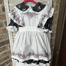 Vintage  HANDMADE Girl's Dress 2 PC size 4 Pinafore Apron Style Daisy Kingdom??