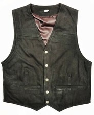 Schwarze Nubuk Lederweste,Motorrad,Kutte- Biker-Rocker-Western-Oldschool Style