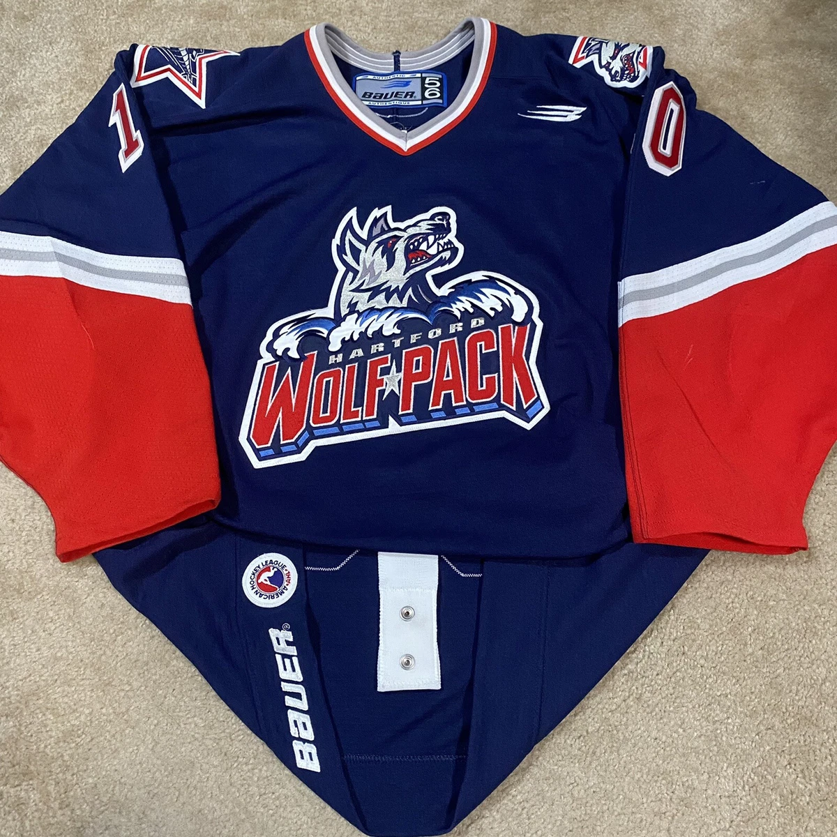 Bauer Authentic Pavel Brendl Hartford Wolf Pack AHL Hockey Jersey Navy Blue 56