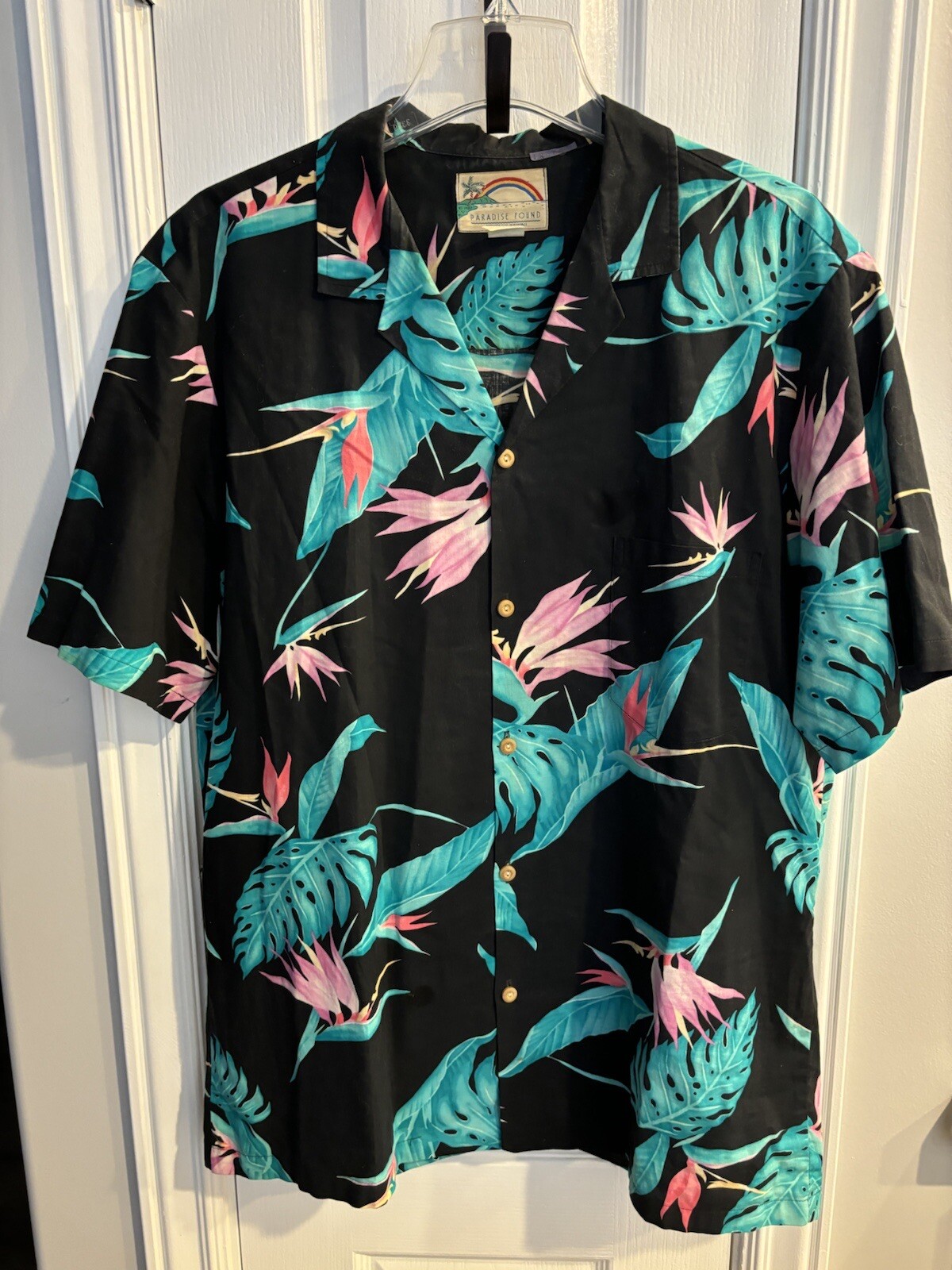 Vintage Paradise Found Hawaii Button Up Shirt Men's XL Flowers All Over Print