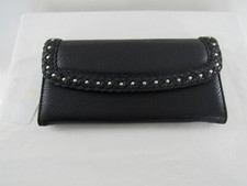 Charming Charlie Black Western Style Silver Studs Zip Close Wristlet Wallet: New