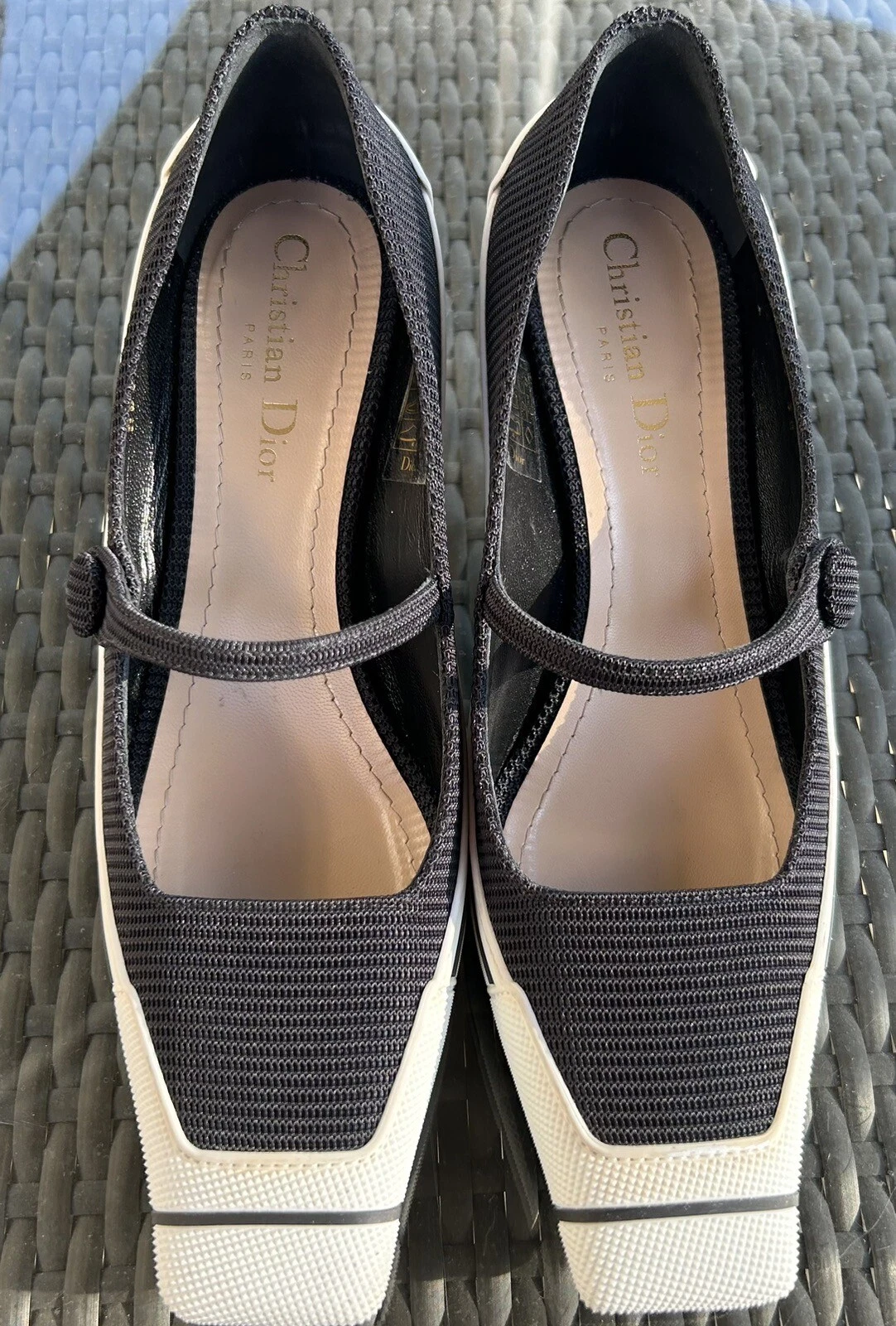 Escarpins Christian Dior en toile technique caoutchouc D Motion chaussures noirs taille 38 Italie
