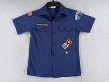 VINTAGE Boy Scouts of America Shirt Youth Medium Blue Button Up Polyester