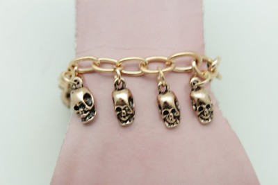 Women Fashion Biker Bracelet Gold Metal Chain Skull Wrist Bangle Gothic Jewelry
