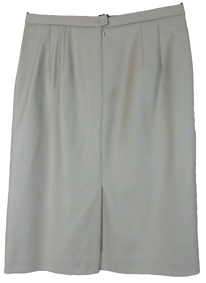 SK16548- PENDLETON Women 100% Virgin Wool Straight Pencil Skirt Pockets Beige 12 - Image 2 of 4