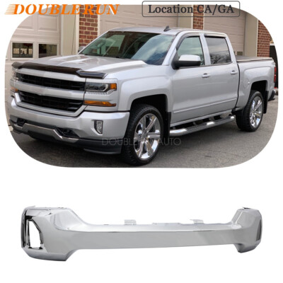 Front Bumper Face Bar w/Fog Light Hole Chrome For 2016-2019Chevry Silverado 1500