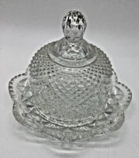 Fostoria Clear Round Dome Covered Pressed Glass Cheese Butter Keeper Dish AVON