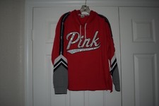 Victoria's Secret PINK Size L Red/Black/White/Gray Hoodie Sweatshirt Rhinestones