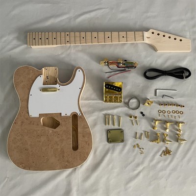 Unfinished Factory DIY TL Electric Guitar Body&Neck Tree Burl Top ASH Body Soild