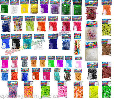 ORIGINAL RAINBOW LOOM METALLIC JELLY NEON GLITZER OPAQUE DUAL Alle Farben 