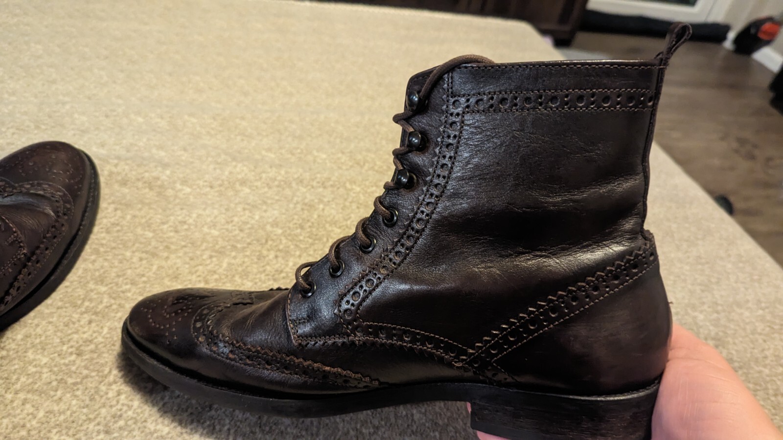 A. TESTONI BASIC Leather Wingtip Lace Up Brown Es… - image 7