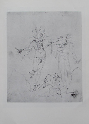 Unidentified subject - Druck 70er Jahre Kunstblatt William Blake print