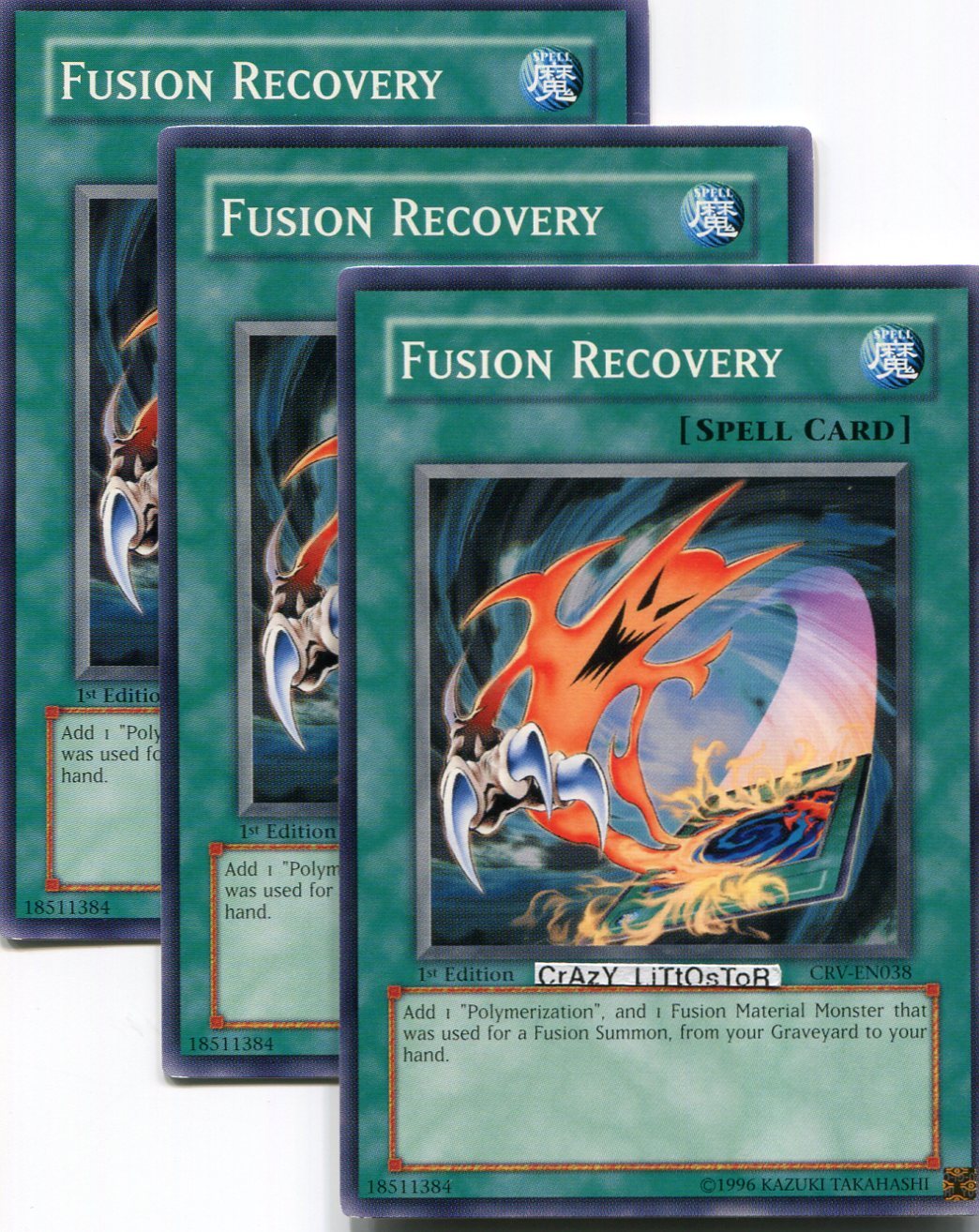 3 X YUGIOH FUSION RECOVERY 1ST ED COMMON NM/MINT CRVEN038